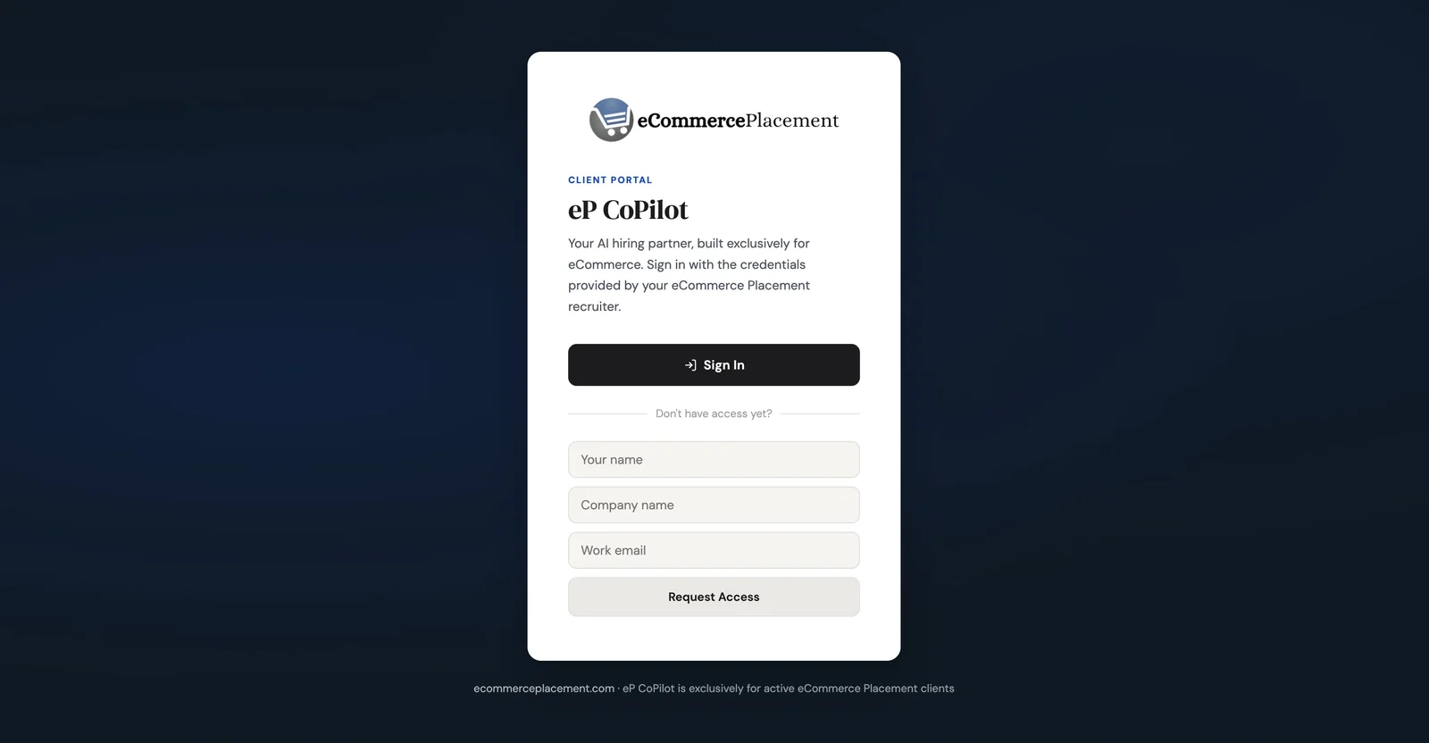 eP CoPilot Client Portal